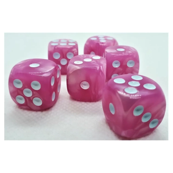 16mm Würfel D6 Pearl: Pink/White (12)