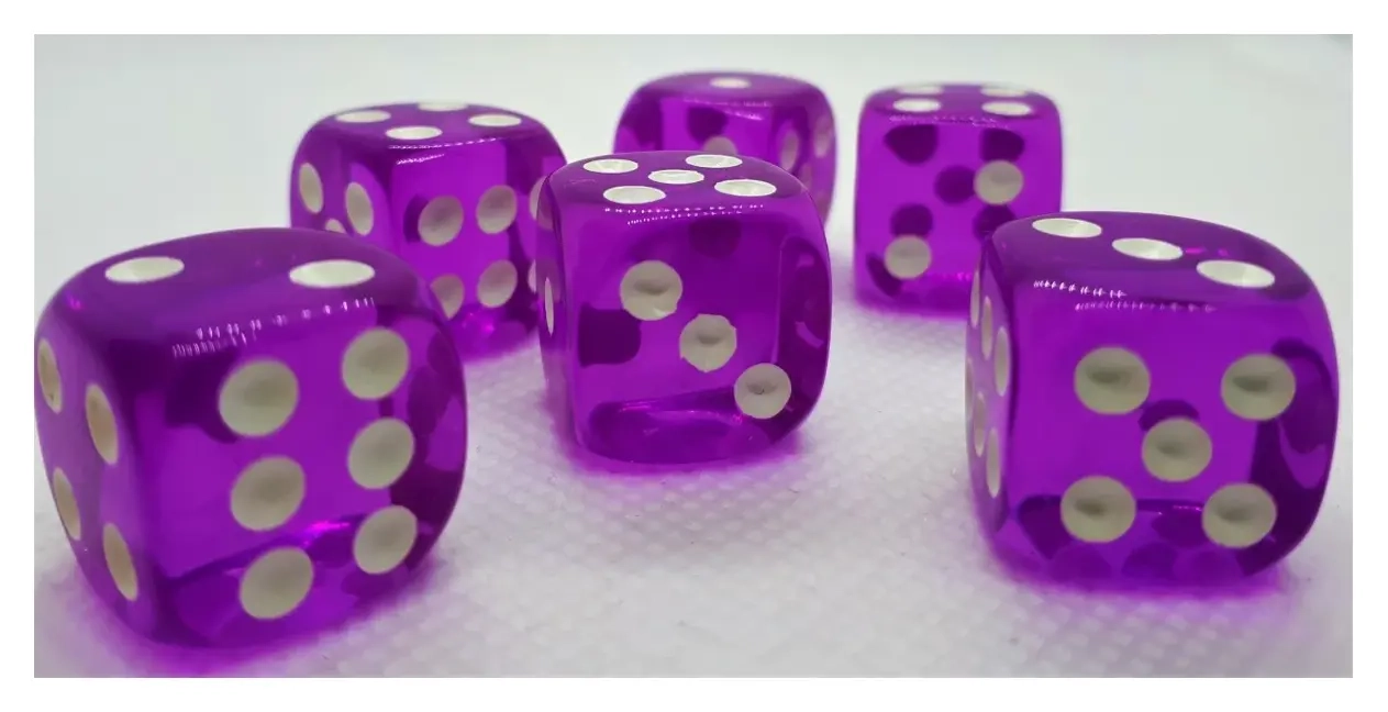 16mm Würfel D6 Transparent: Purple (12)