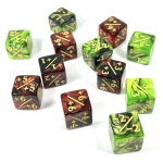 Würfelset 2-Toned D6: Counter Dice +/-, 6 Red + 6 Green (12)