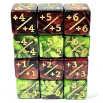 Würfelset 2-Toned D6: Counter Dice +/-, 6 Red + 6 Green (12)