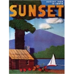 Sunset Magazine Cover - Cabin Collage - August 1935