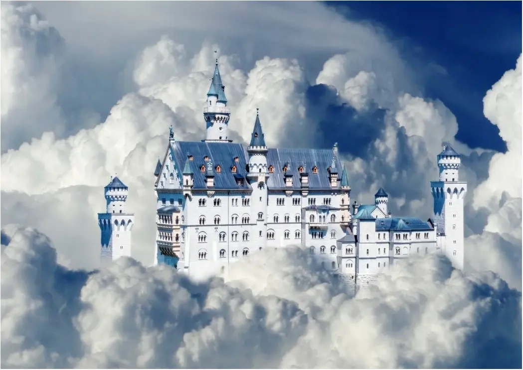 Neuschwanstein Castle in Clouds
