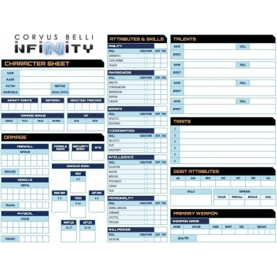 Infinity RPG Character Sheet Pad - EN