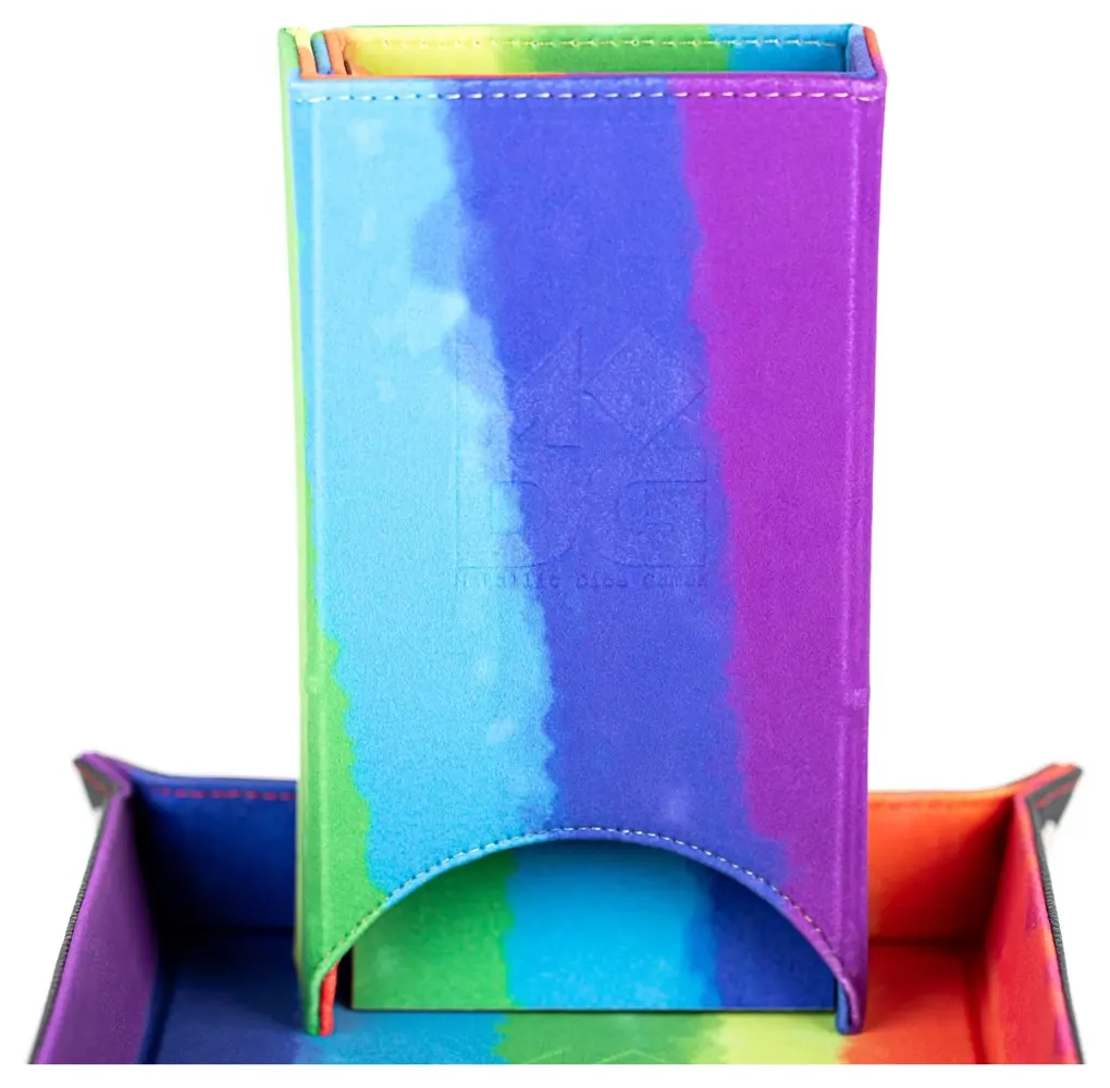 Fold Up Velvet Dice Tower Watercolor Rainbow