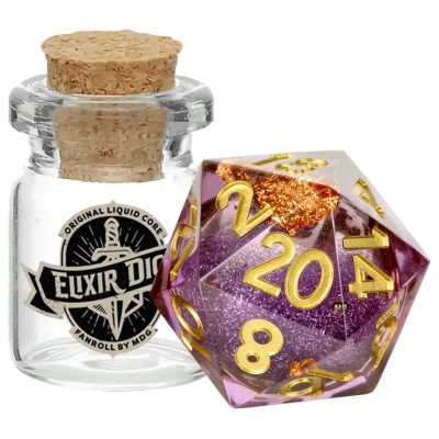 55mm D20 Elixir Liquid Core Dice Aether Abstract