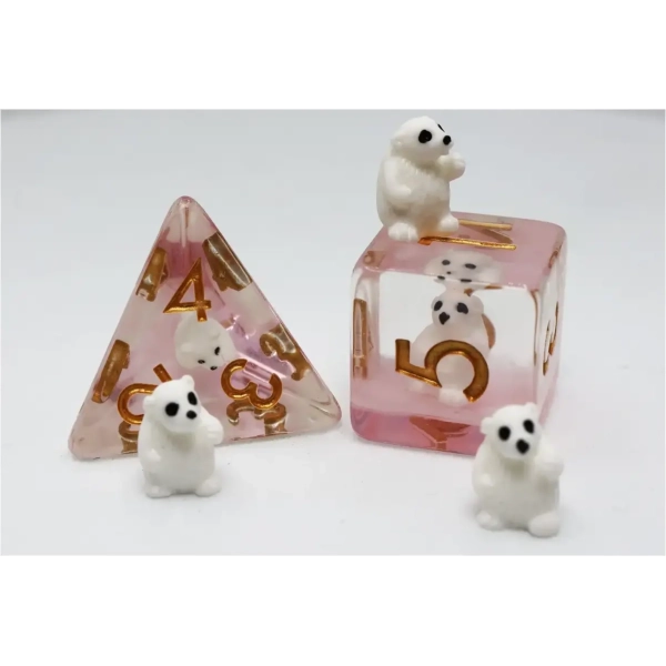 Pink Polar Bear RPG Dice Set (7)