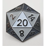 White D20 Enamel Pin