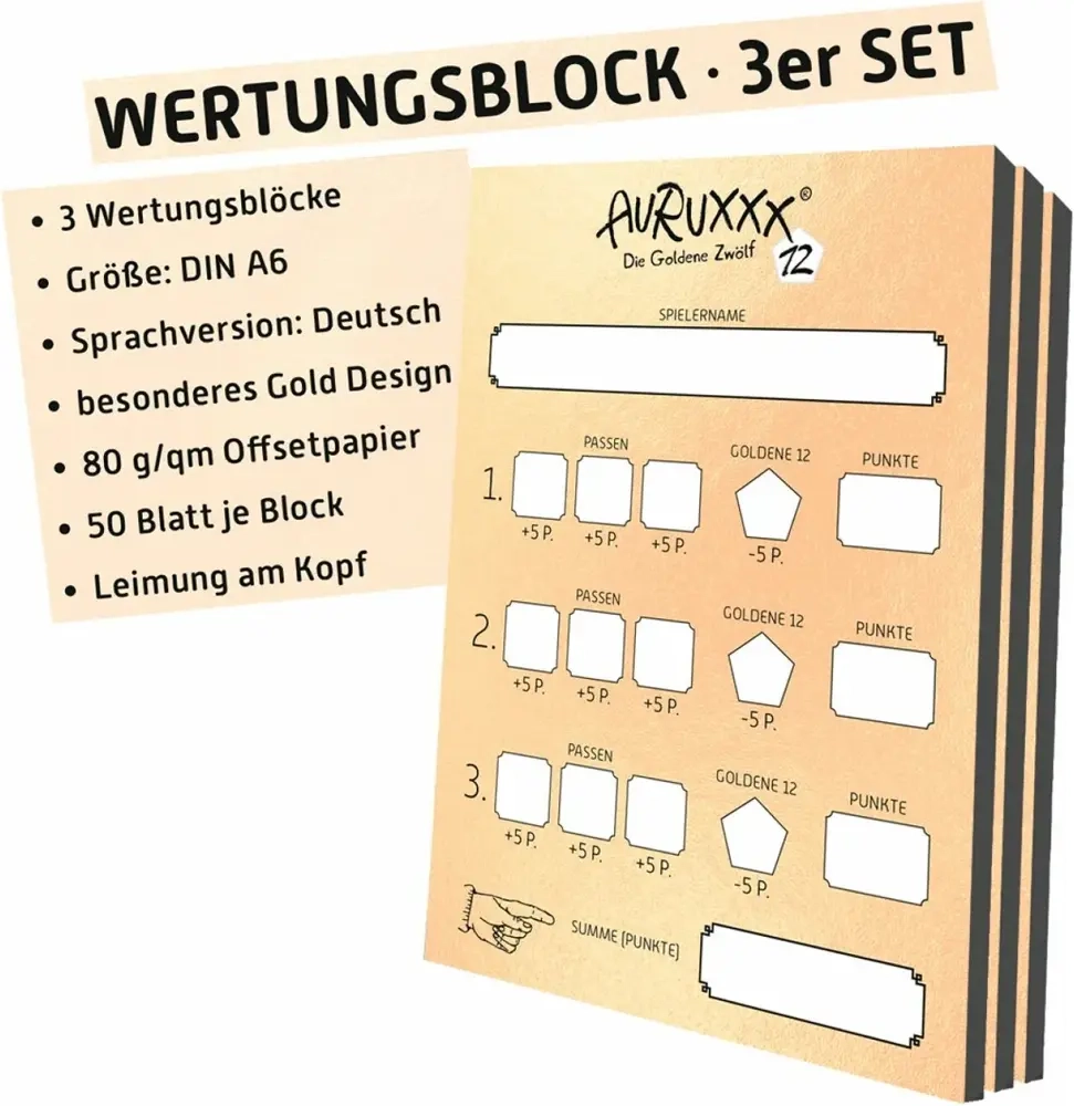 Auruxxx - Die Goldene 12 Ersatzblock (3er Set)