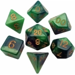 Resin Dice 16mm Green Light Green with Gold NumbersComboAttackDice Set