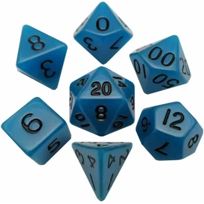 Resin Dice 16mm Blue Glow in the Dark Dice Set