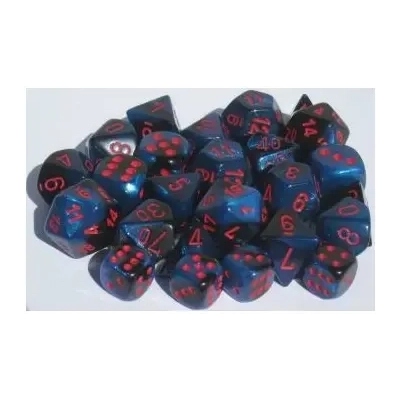 Gemini 16mm d6 with pips Dice Blocks (12 Dice) - Black-Starlight w/red