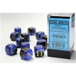 Dice Sets Black-Blue/Gold Gemini 16mm d6 (12)