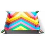 Velvet Folding Dice Tray 10x10 Rainbow with Leather Backing