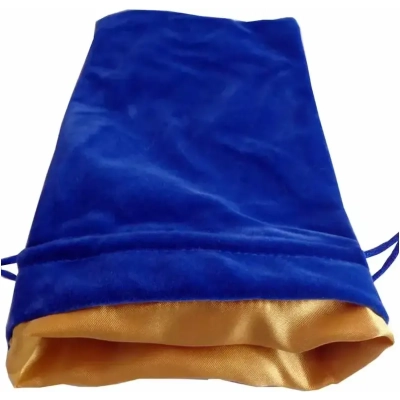 Dice Bag Blue Velvet Dice Bag with Gold Satin Lining 4x6