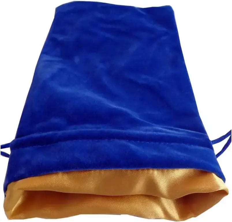 Dice Bag Blue Velvet Dice Bag with Gold Satin Lining 4x6