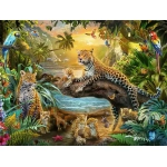 Leopardenfamilie im Dschungel