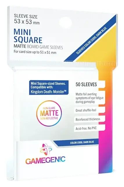 Gamegenic - MATTE Mini Square-Sized Sleeves 53 x 53 mm - Clear (50 Sleeves)