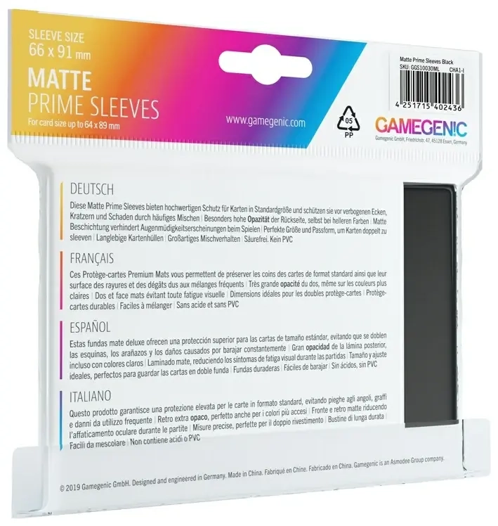 Gamegenic - Matte Prime Sleeves Black (100 Sleeves)