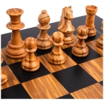 Schachspiel Deluxe Olivenholz / Schwarz - 50cm