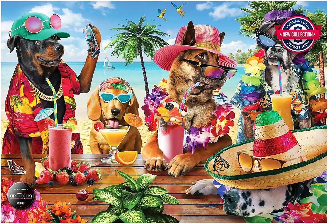 Dogs Drinking at the Beach
