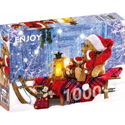 Teddybären mit Weihnachtsmützen