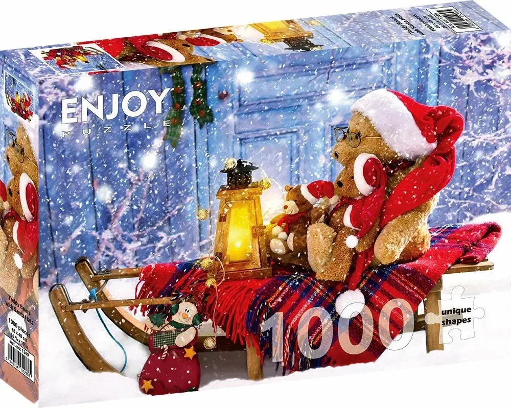 Teddybären mit Weihnachtsmützen