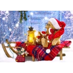 Teddybären mit Weihnachtsmützen
