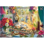 Puzzlezeit mit Katze