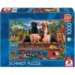 Hundefamilie am See