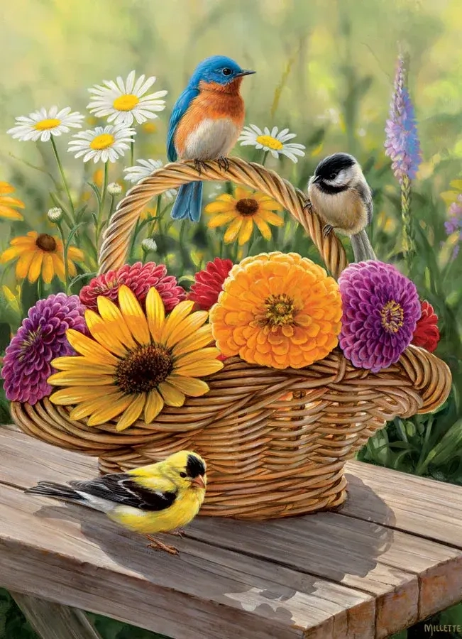Duftende Sommerblumen im Körbchen