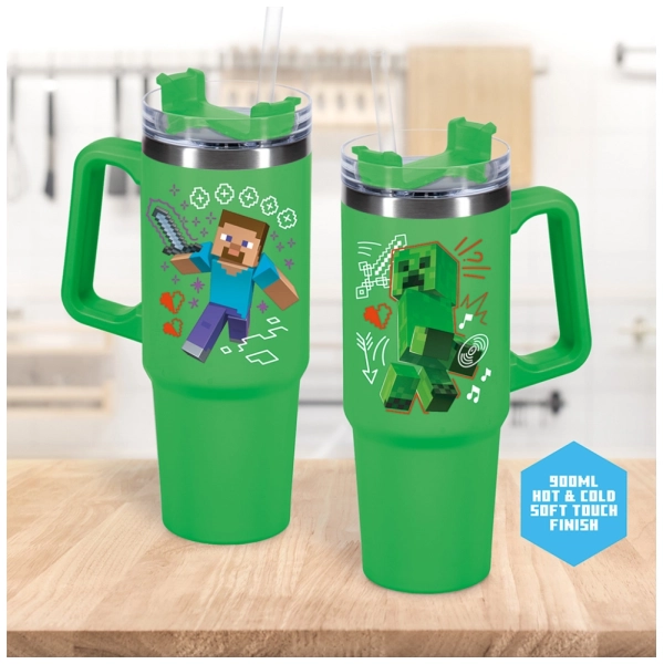 Minecraft Green 900ml Multiway Travel Cup Straw Minecraft Green 900ml Multiway Travel Cup Straw
