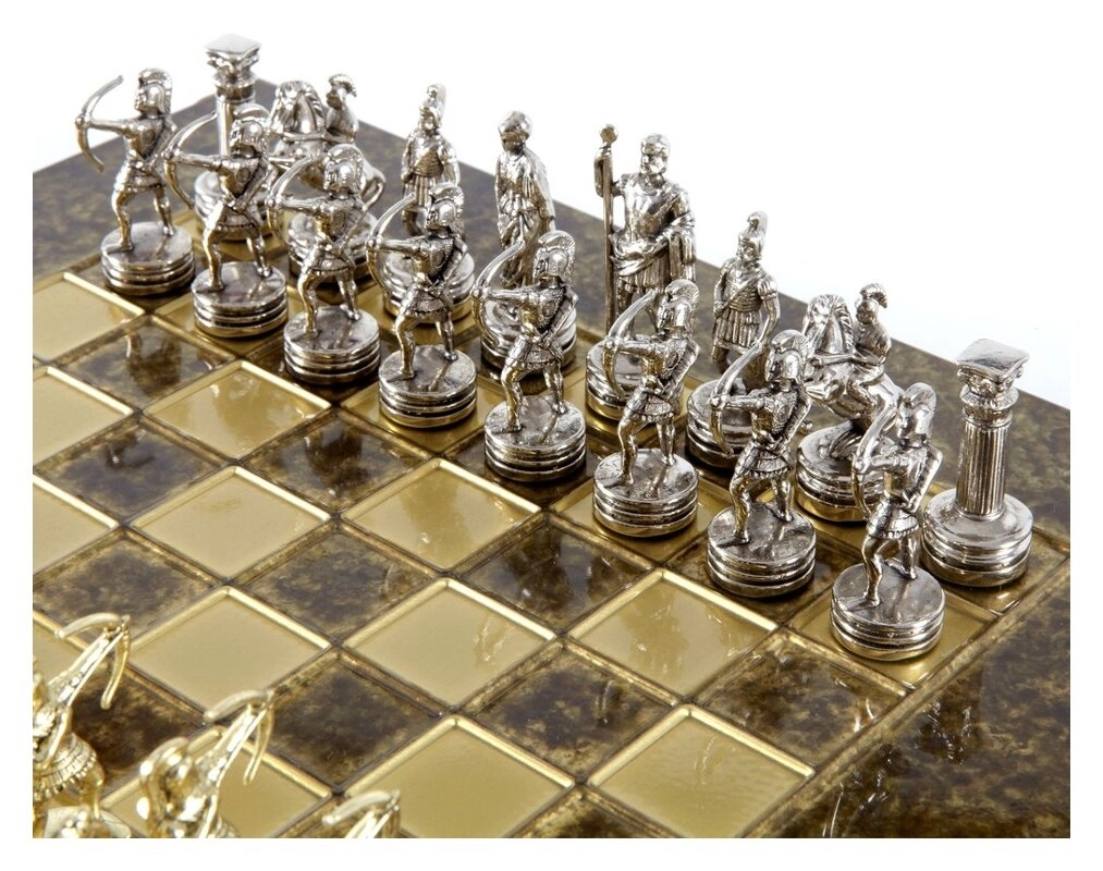 Schachspiel Griechische Bogenschützen bronze - 28cm