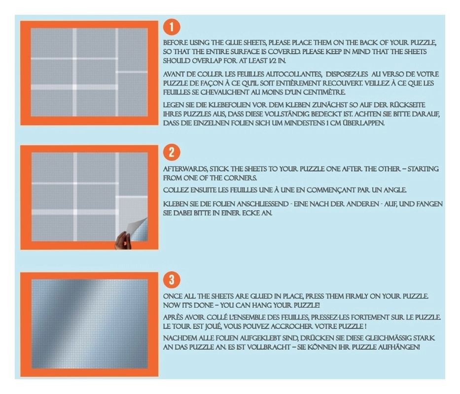 Puzzle Glue Sheets - Selbstklebende Puzzlefolie für 1000 Teile Puzzle - Jig & Puz