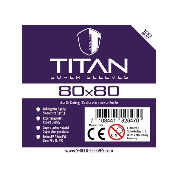 Shield Titan - 100 Super Sleeves (80 x 80mm)