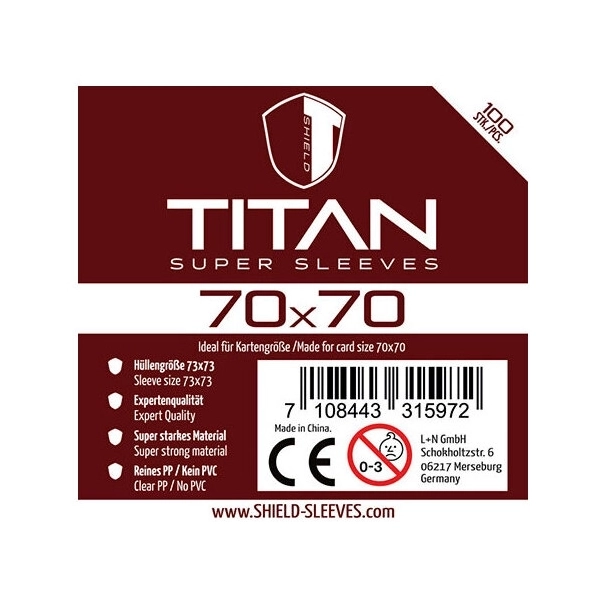 Shield Titan - 100 Sleeves (70 x 70mm)