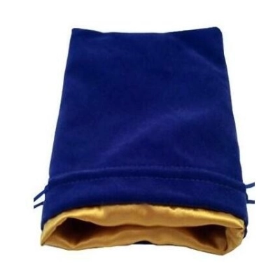 Blue Velvet Dice Bag with Gold Satin Lining 6x8