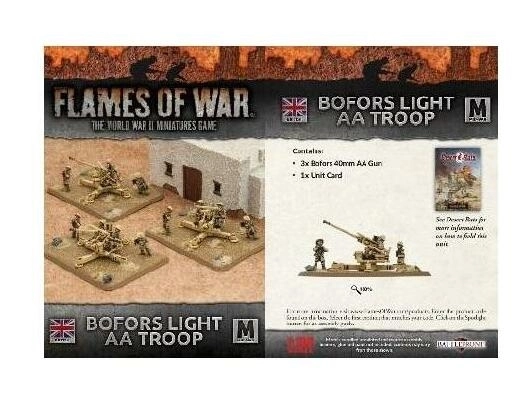 Flames of War WWII Desert Rats Bofor Light AA Troop (x3)