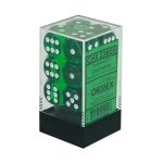 Translucent 16mm d6 Green/white Dice Block (12 dice)