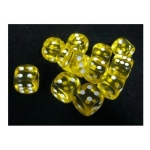 Translucent 16mm d6 Yellow/white Dice Block (12 dice)