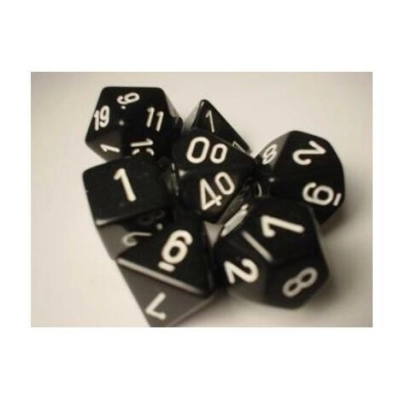 Dice Opaque Polyhedral 7-Die Sets - Black w/white