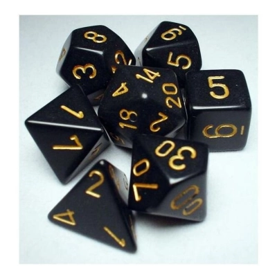 Dice Sets Black/Gold Opaque Polyhedral 7-Die Set