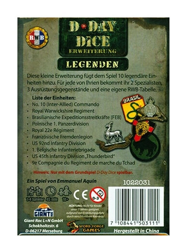 D-Day Dice 2nd Edition - Erweiterung 05: Legenden
