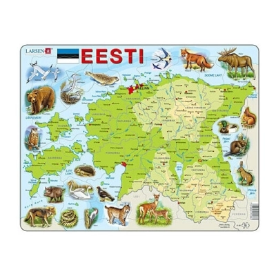 Physische Karte - Estland mit Tieren (auf Estnisch)