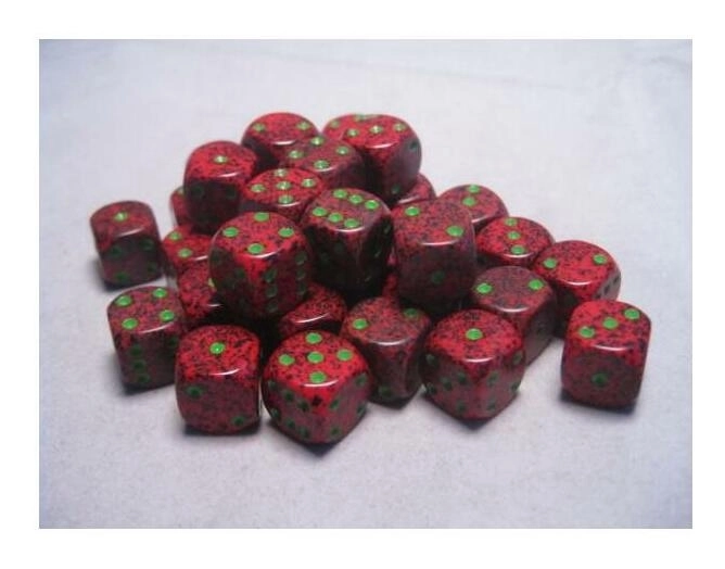 Speckled 12mm d6 Dice Blocks with Pips (36 Dice) - Strawberry