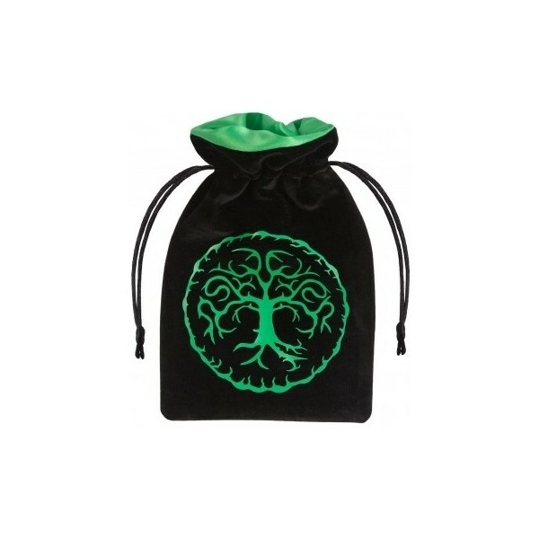 Forest Black & Green Velour Dice Bag - 15 x 10 cm