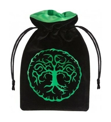 Forest Black & Green Velour Dice Bag - 15 x 10 cm