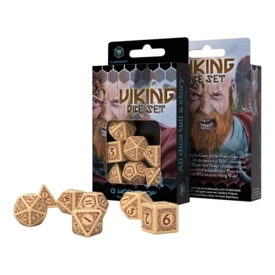 Viking Beige & Burgundy Dice Set (7)
