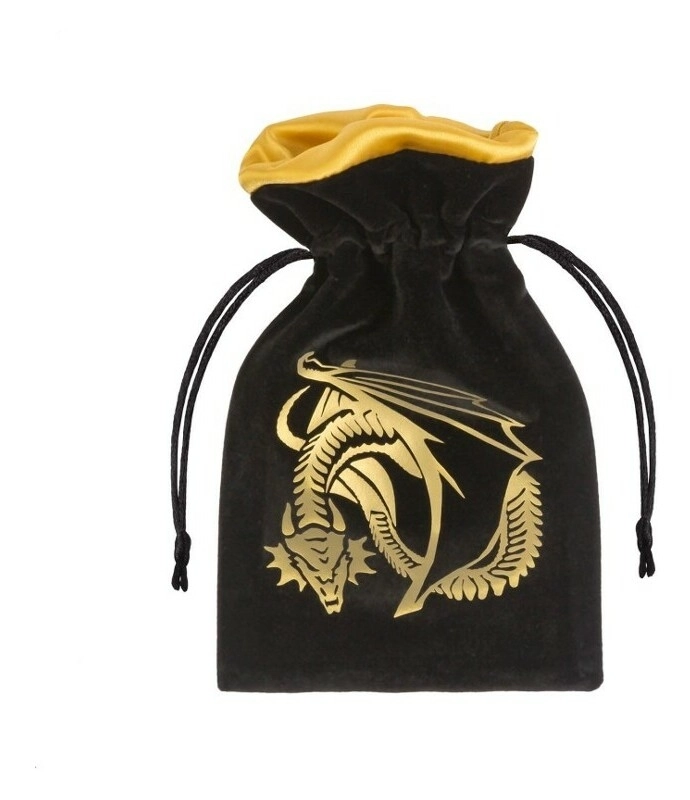 Dragon Black & golden Velour Dice Bag