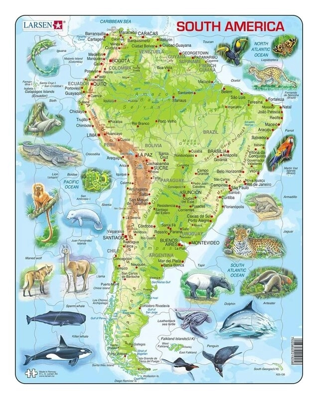 Lernkarte - Südamerika (physisch)