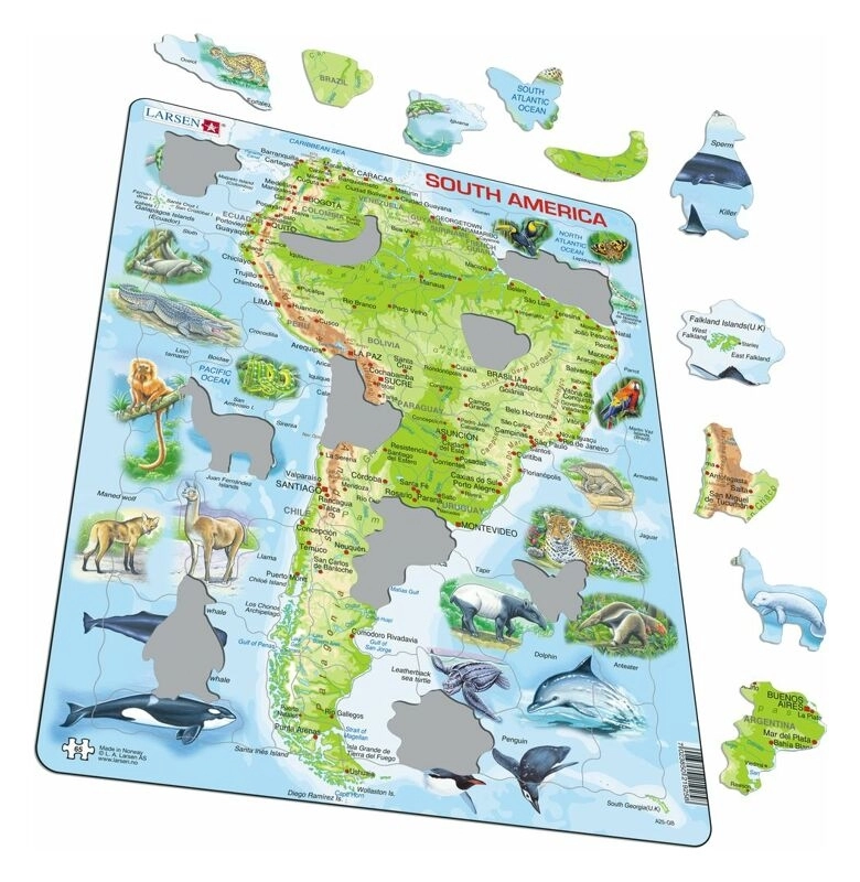 Lernkarte - Südamerika (physisch)